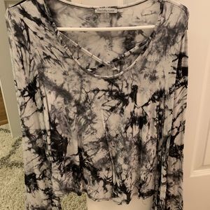 cross cross black tye dye top